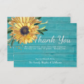 Individuelles Beileid für rustikale Sonnenblumen Dankeskarte (Vorne/Hinten)