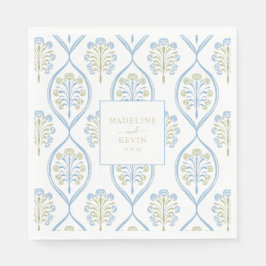Individuelles blaues und grünes florales Hochzeits Serviette