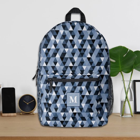Individuelles Blue Geometric Muster Backpack Bedruckter Rucksack