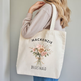 Individuelles Boho-Blumen-Geschenk für Brautjungfe Tragetasche