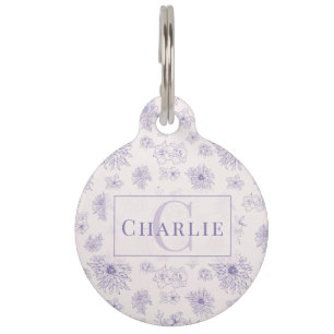 Individuelles botanisches Monogramm Personalisie Haustiermarke