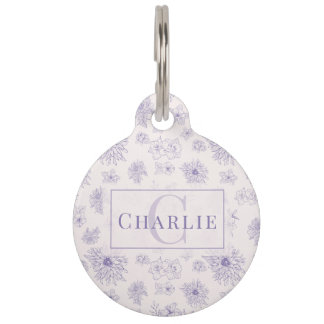Individuelles botanisches Monogramm | Personalisie Haustiermarke