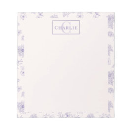 Individuelles botanisches Monogramm personalisiert Notizblock