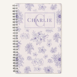 Individuelles botanisches Monogramm personalisiert Notizblock