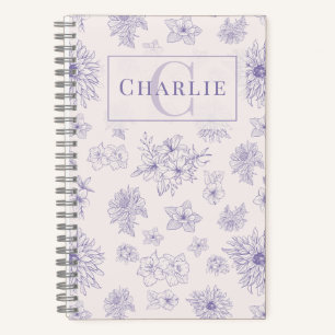 Individuelles botanisches Monogramm personalisiert Notizblock