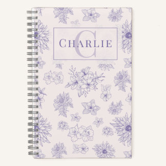 Individuelles botanisches Monogramm personalisiert Notizblock