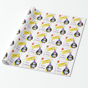 Individuelles Cartoon-Pinguin-Geburtstagsgeschenkp Geschenkpapier