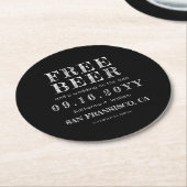 Individuelles Chalkboard Gratis Bier Save the Date Runder Pappuntersetzer (Angewinkelt)