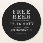 Individuelles Chalkboard Gratis Bier Save the Date Runder Pappuntersetzer (Vorderseite)