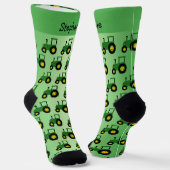 Individuelles Design Grüner Traktor Socken (Gewinkelt)
