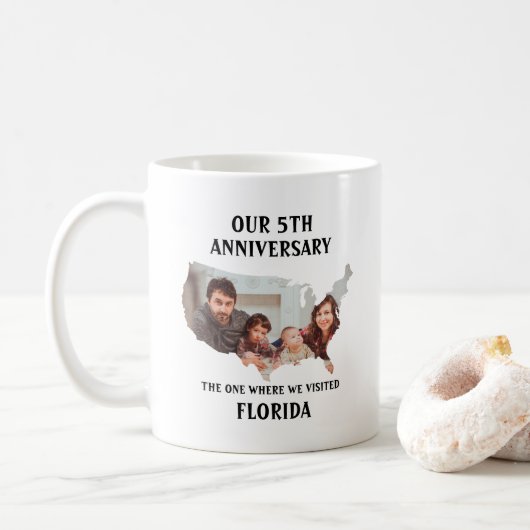 Individuelles Ehepaar Hochzeit Urlaub USA Form Fot Kaffeetasse (Mit Donut)