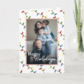 Individuelles festes Party String Lights Muster Ur Karte (Vorderseite)