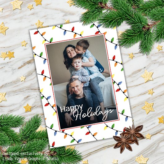 Individuelles festes Party String Lights Muster Ur Karte