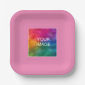 Individuelles Foto Bild oder Logo hier Rosa Quadra Pappteller (Vorderseite)