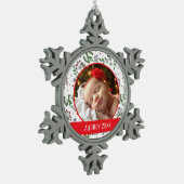 Individuelles Foto | Mistletoe Pattern Schneeflocken Zinn-Ornament (Links)