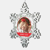 Individuelles Foto | Mistletoe Pattern Schneeflocken Zinn-Ornament (Rechts)