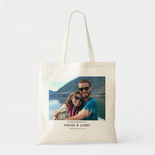 Individuelles Foto Moderne Entspannte Hochzeit Wil Tragetasche (Vorne)