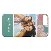 Individuelles Foto & Name Stilvolle Blumenmuster Case-Mate iPhone Hülle (Rückseite (Horizontal))