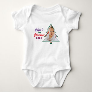 Individuelles Foto Olivias 1. Weihnachtsbaum  Baby Strampler