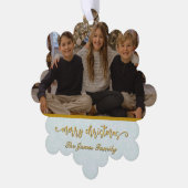 Individuelles Foto sorgt für fröhliche Weihnachts- Ornament Karte (Linke Ecke)