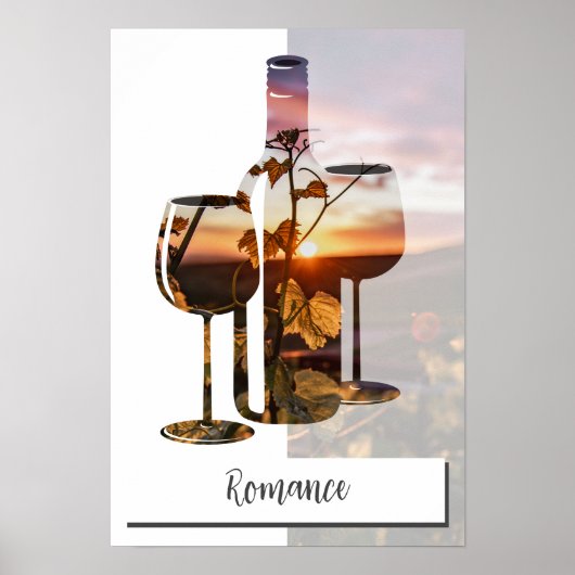 Individuelles Foto & Text Weinflasche & Zwei Gläse Poster (Vorne)