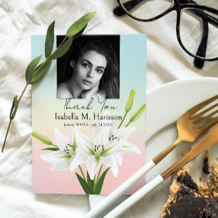 Individuelles Foto und Lilies-Beerdigung Dankeskarte