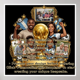 Individuelles Fußball-Vater-Foto-Collage-Geschenk Poster
