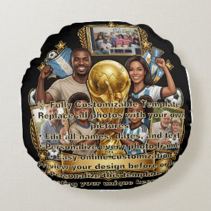 Individuelles Fußball-Vater-Foto-Collage-Geschenk Rundes Kissen