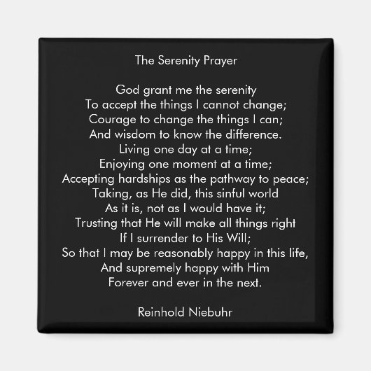 Individuelles Gebet inspirierende Zitat schwarz Magnet (Vorne)