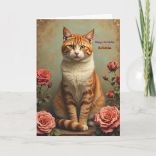individuelles Geburtstags-Katzen-Blumengeschenk Karte