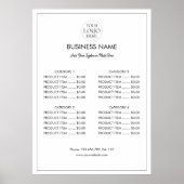 Individuelles Geschäftslogo Moderne Menü-Preislist Poster (Vorne)