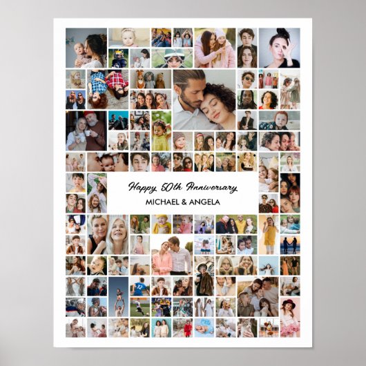 Individuelles Geschenk mit 100-Foto-Collage zum Ge Poster (Vorne)