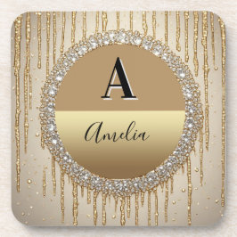 Individuelles Gold-Monogramm-Geschenk für Hochzeit Getränkeuntersetzer