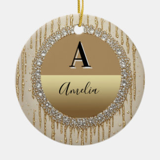 Individuelles Gold-Monogramm-Geschenk für Hochzeit Keramik Ornament