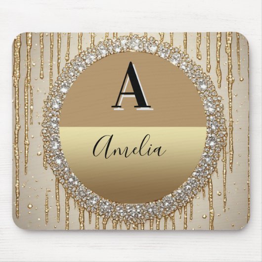 Individuelles Gold-Monogramm-Geschenk für Hochzeit Mousepad (Vorne)