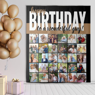 Individuelles Happy Birthday an... 30er Foto-Colla Wandteppich