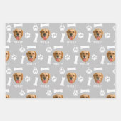 Individuelles Hunde-Foto & Name Grau Geschenkpapier Set (Vorderseite 2)