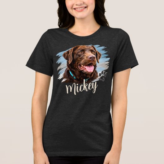 Individuelles Hundeporträt Tri-Blend Shirt (Vorderseite)