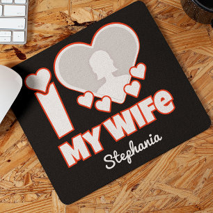 Individuelles Ich liebe meine Frau – Name & Foto h Mousepad