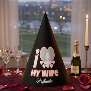 Individuelles 'Ich liebe meine Frau' – Namen und F Partyhütchen