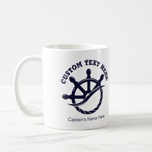 Individuelles Kapitänsboot Nautisches Geschenk Kaffeetasse (Links)