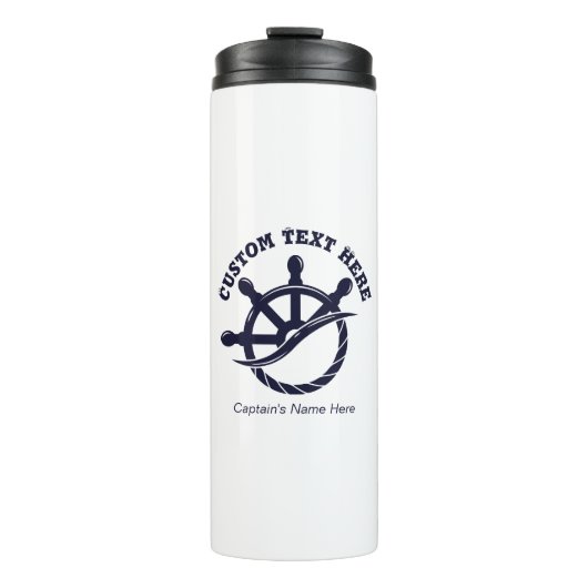 Individuelles Kapitänsboot Nautisches Geschenk Thermosbecher (Vorderseite)