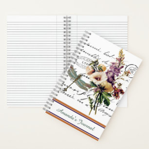 Individuelles Libellen- und Blumenjournal Notizblock