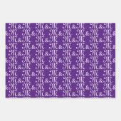 Individuelles lila Paar Initials Monogramm Hochzei Geschenkpapier Set (Vorderseite 3)