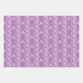 Individuelles lila Paar Initials Monogramm Hochzei Geschenkpapier Set (Vorderseite 2)