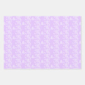 Individuelles lila Paar Initials Monogramm Hochzei Geschenkpapier Set (Vorderseite)