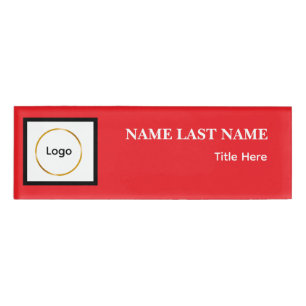 Individuelles Logo Elegantes Staubblau-Weiß-Magnet Namenschild
