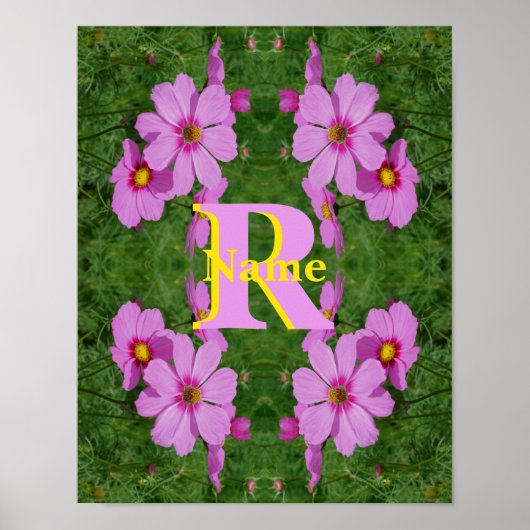 Individuelles Monogramm Anfangsbuchstabe Name Rosa Poster (Vorne)