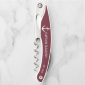 Individuelles Monogramm Burgunderrot Kapitän Kellnermesser (Vorderseite)