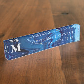 Individuelles Monogramm Elegant Moderne Abstrakte  Namensplakette (Seite)